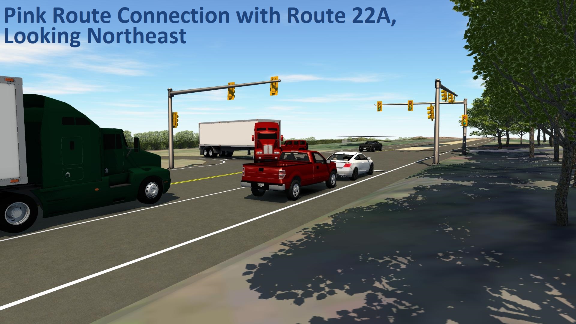 Pink Route Connection with Route 22A, Looking Northeast