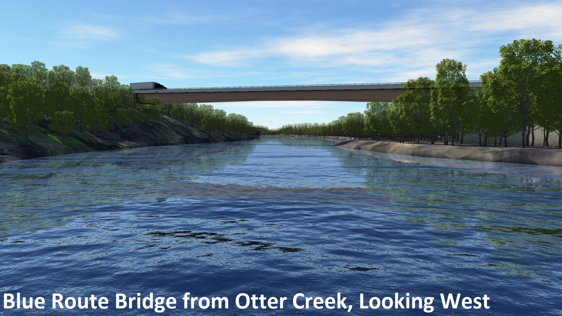 Blue Route Bridge from Otter Creek, Looking West
