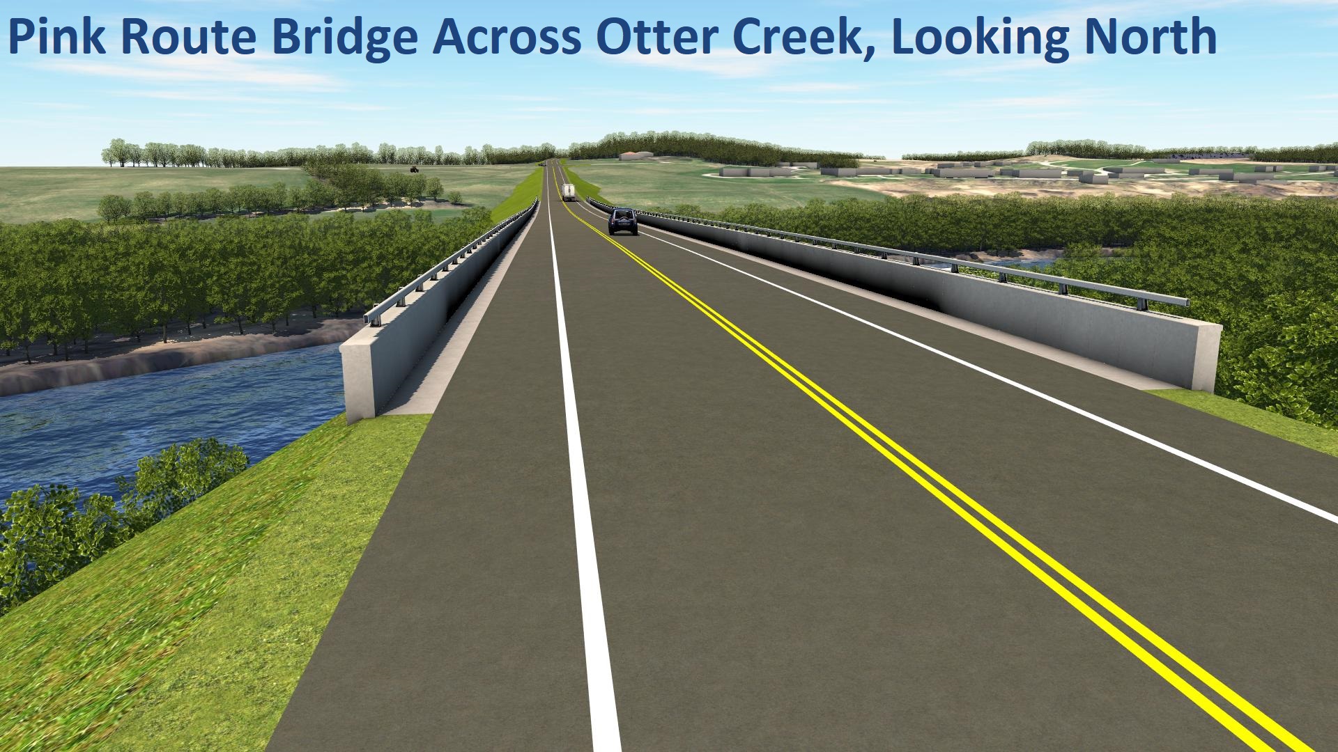 Pink Route Bridge Across Otter Creek, Looking North