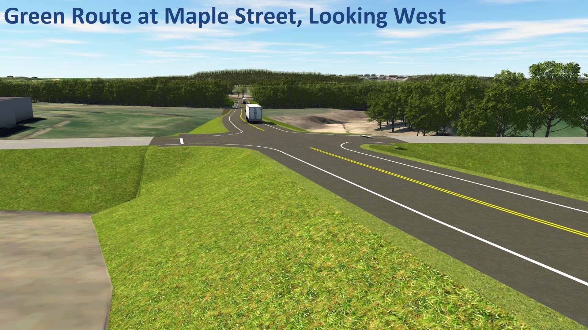 Green Route at Maple Street, Looking West
