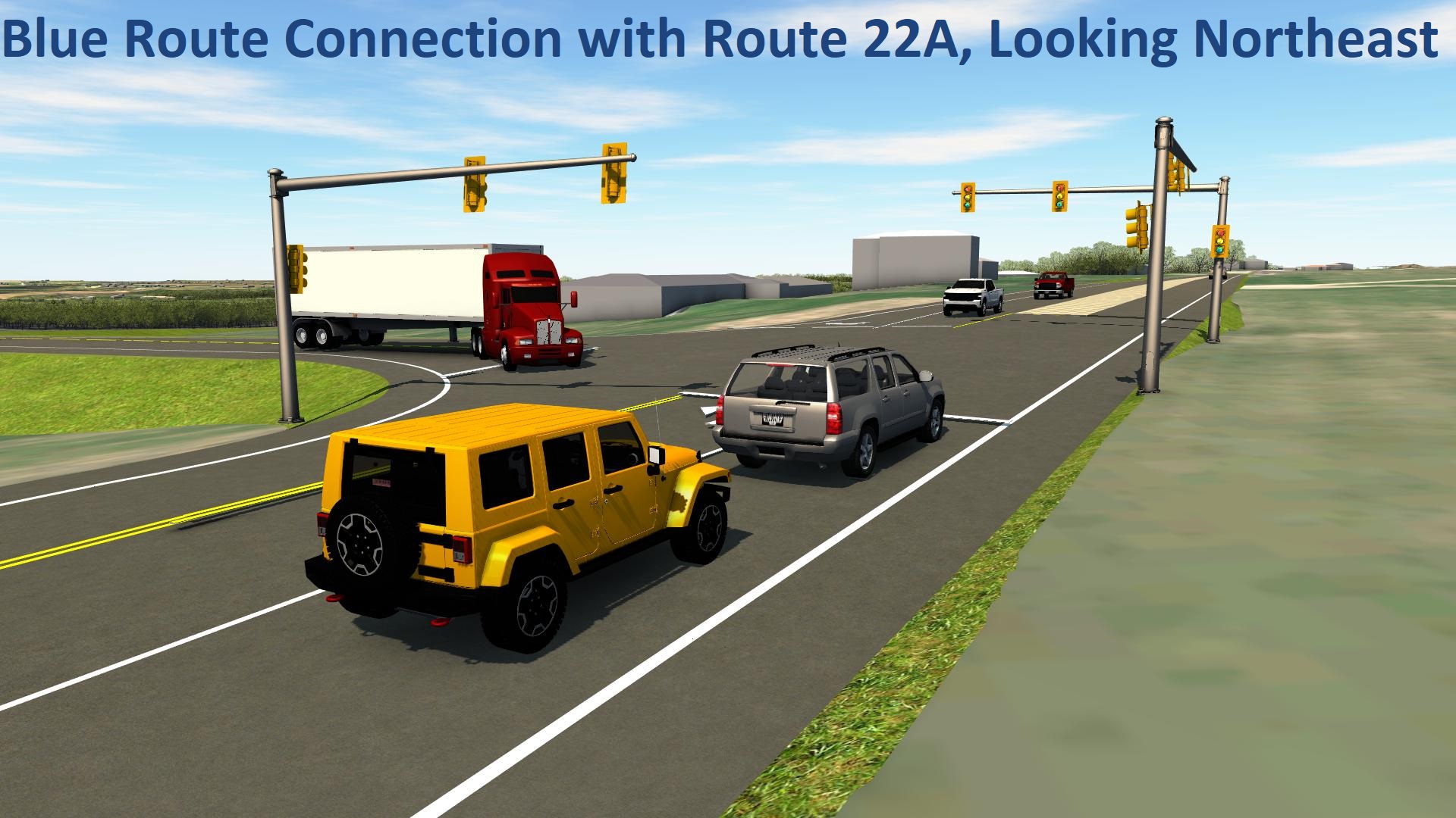 Blue Route Connection with Route 22A, Looking Northeast